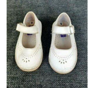 L'Amour Girls Sz 6 White Leather Mary Jane Shoes